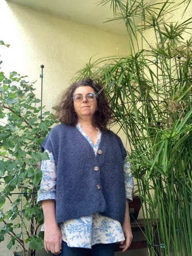 Customer photo review of Blouse Isabeau - double gaze de coton Rouge gorge bleu