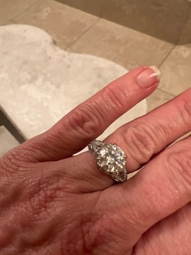 Kristen L. review of Vintage Moissanite Pave Open Scroll Accents Engagement Ring image 1 out of 1