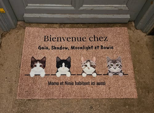 Customer photo review of Bienvenue chez - Paillasson personnalisé