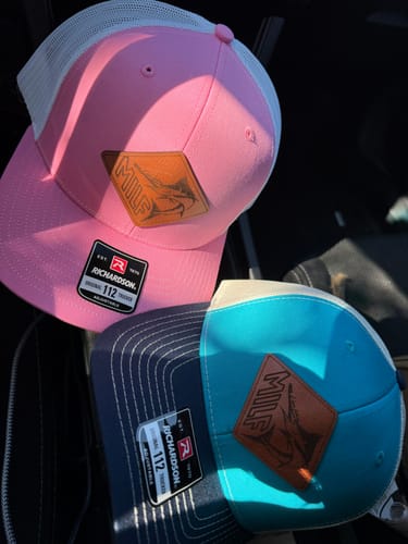 Customer photo review of Custom Leather Patch Trucker Hat - Richardson 112