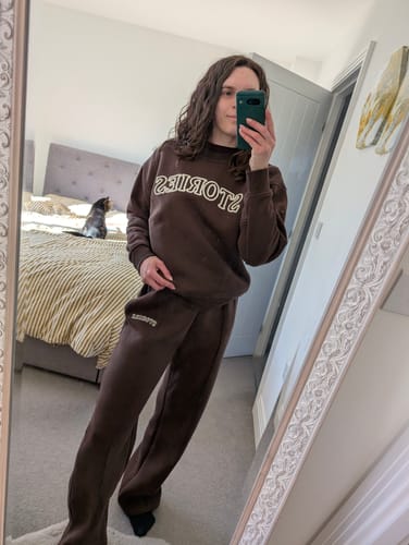 Customer photo review of Stories Sweatshirt - Espresso