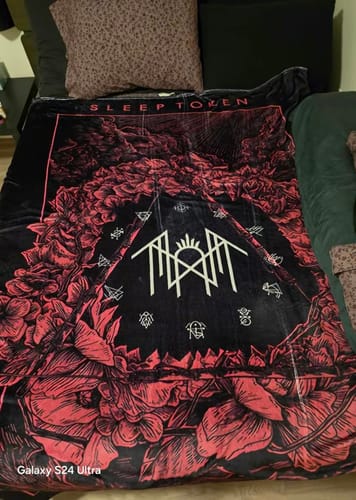 Customer photo review of Soft WarmThrow Blanket, Sleep Token Pattern Flannel Blanket