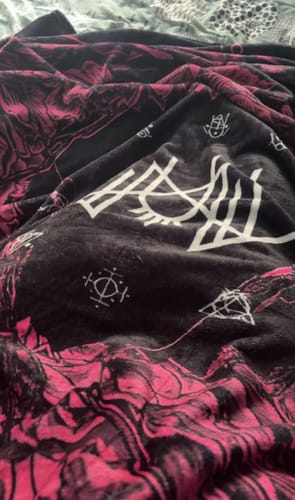 Customer photo review of Soft WarmThrow Blanket, Sleep Token Pattern Flannel Blanket