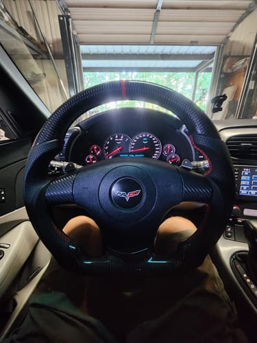 Customer photo review of Genuine Carbon Fiber Steering Wheel With Button Trim For C6 Corvette 2006-2011