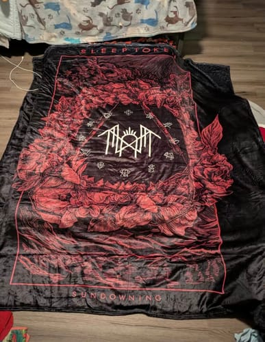 Customer photo review of Soft WarmThrow Blanket, Sleep Token Pattern Flannel Blanket
