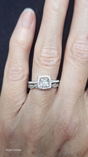 Customer photo review of Halo Cushion Cut CZ Ring in Sterling Silver