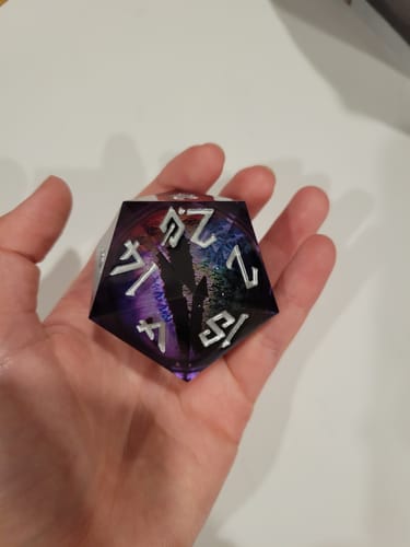 Customer photo review of Rainbow Dragon (Purple/Silver) Liquid Core 50mm D20 'PRE-ORDER | SPRING EVENT DEAL'