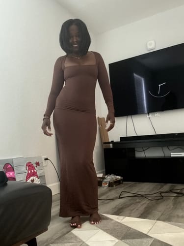 Customer photo review of NW Square Neck Sculpt Maxi Dress