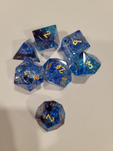 Customer photo review of Enchanted Waters Shattered Glass Dice Set 'PRE-ORDER | SPRING EVENT DEAL'