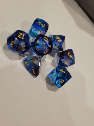 Customer photo review of Enchanted Waters Multifaceted Glass Dice Set 'PRE-ORDER | SPRING EVENT DEAL'