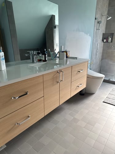 Customer photo review of Ashbury 72" Wall Mount Natural White Oak Bathroom Vanity