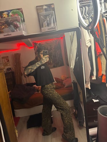Customer photo review of Slant Pocket Leopard Print Loose Pants