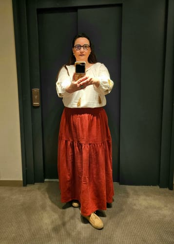 Customer photo review of Jupe Sarah - double gaze de coton terre de sienne