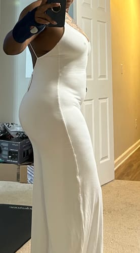Customer photo review of Smooth Open Back Wide-Leg Jumpsuit