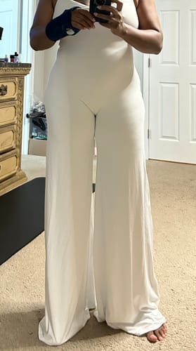 Customer photo review of Smooth Open Back Wide-Leg Jumpsuit