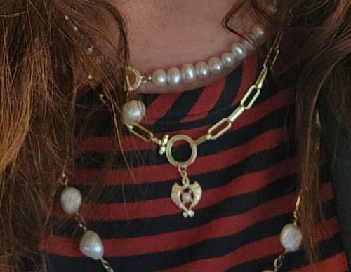 Customer photo review of Antique 14k Yellow Gold Pearl Art Nouveau Charm / Pendant