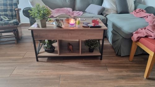 Customer photo review of Τραπεζάκι Σαλονιού Με Ρυθμιζόμενο Ύψος Βοηθητικό Τραπέζι Καθιστικού Καναπέ Κρυφός Αποθηκευτικός Χώρος LC-T205B01