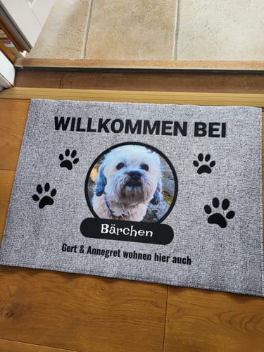 Renate U. review of Foto mit Namensschild - Individuelle Fußmatte image 1 out of 1