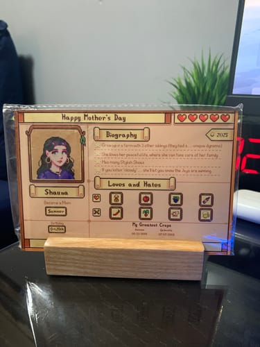 Customer photo review of Custom Mother's Day Profile Acrylic Plaque