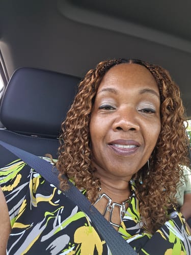 Customer photo review of 16" Human Hair Curls Short Boho Box Knotless Braids Wig Glueless HD Full Lace