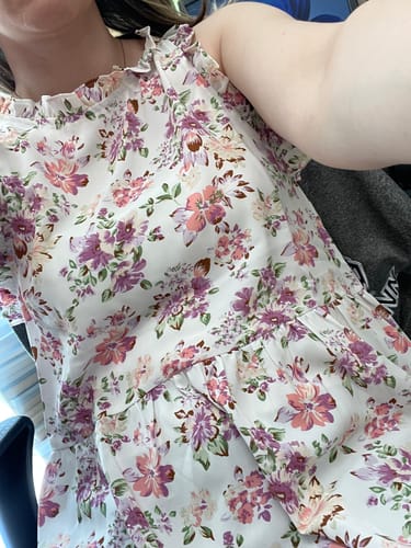 Customer photo review of Ruffle Floral Peplum Tank