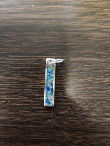 Customer photo review of Opal Bar Pendant with Cremation Ash - Engravable