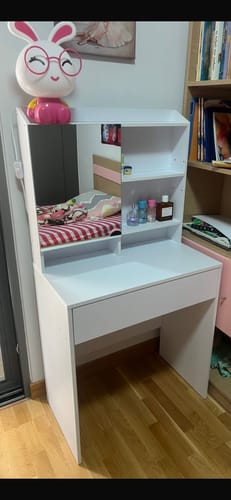 Customer photo review of Τραπέζι Μπουντουάρ Μακιγιάζ Μεικαπ Τουαλέτας Κρεβατοκάμαρας Καθρέφτης Ντουλάπι Λευκό RD-T118W01