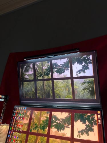 Customer photo review of LYMAX Computer Monitor Light Bar with Wireless Remote Control Multiple Screen lamp Dimmer Switch
