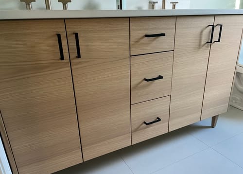 Customer photo review of Ashbury 60" Natural White Oak Bathroom Vanity, Double Sink