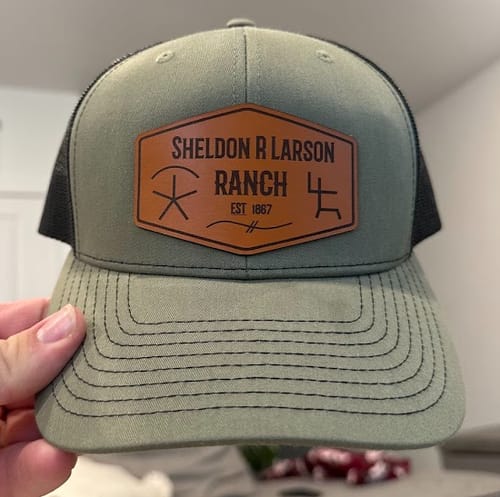 Customer photo review of Custom Leather Patch Hats Richardson 112 Laser Engraved