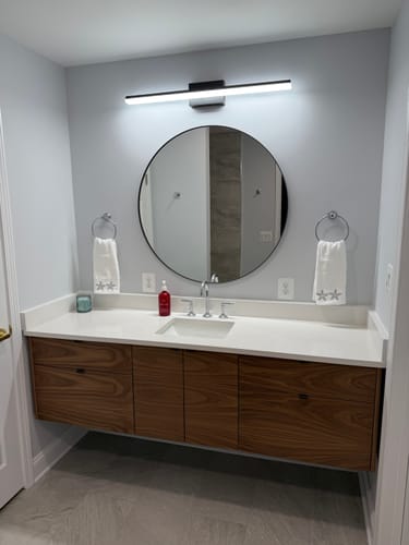 Customer photo review of Austin 72" Wall Mount American Black Walnut Bathroom Vanity