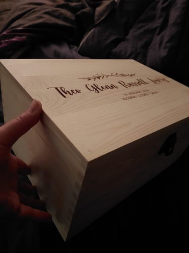 Customer photo review of Birth Details with Olive Leaves Keepsake Box