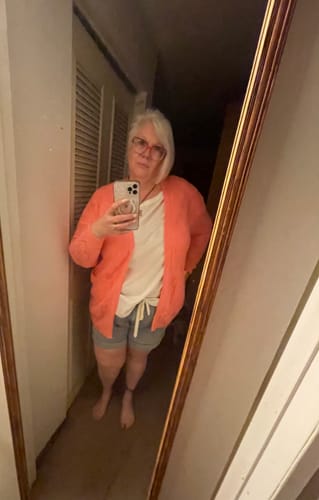 Customer photo review of Coral Open Knit Cardigan
