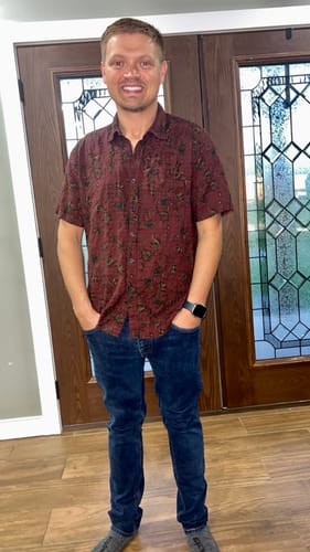 Customer photo review of Men's Boho Retro Floral Print Summer Shirt