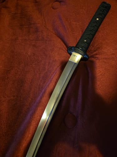 Customer photo review of Japanese Wakizashi Sword – Handmade T10 Carbon Steel Blade