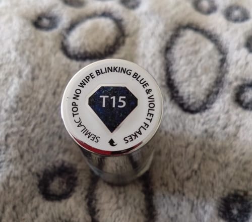 Customer photo review of Semilac Top Coat No Wipe Blinking Blue & Violet Flakes T15 UV Gel