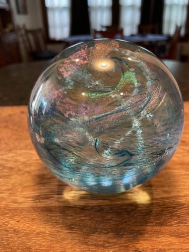 Customer photo review of Dichroic Explosion Orb with Cremation Ash