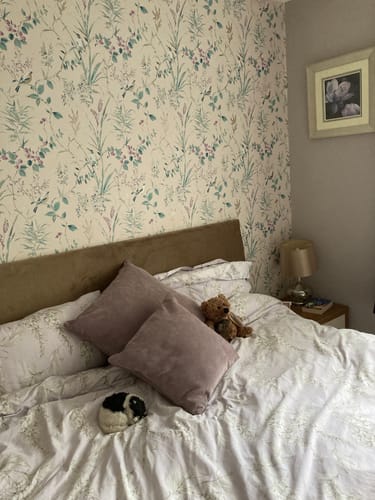 Customer photo review of Taylor Contemporary Upholstered Strutted Mount Headboard