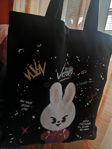 Customer photo review of Kpop Cartoon Canvas Shoulder Bag