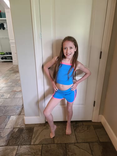 Customer photo review of active - blue + neon pink