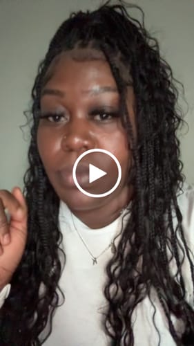 Customer video review of Kiki - 12"-36" Human Hair Deep Wave Curls Pre Bleached Knotless HD Full Lace Boho Box Braided Wig
