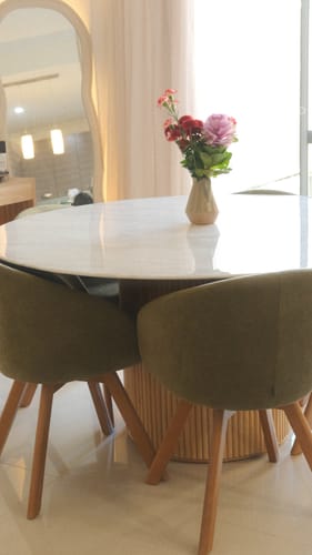 Customer photo review of Arlo Fabric Swivel Dining Chair in Green