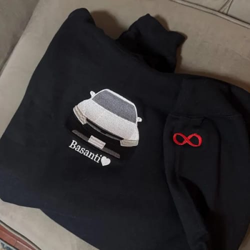Customer photo review of Custom Embroidered Car Sweatshirt