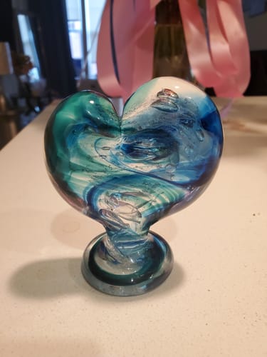 Customer photo review of Glass Heart with Cremains - Standing