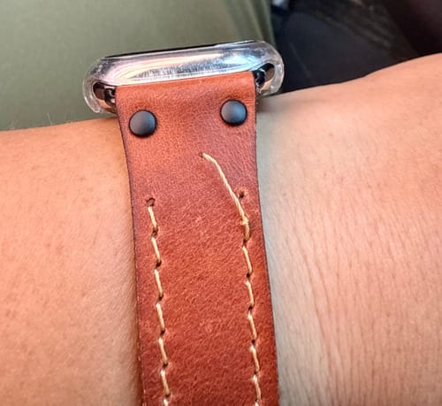 Customer photo review of Apple Watch Leather Band - Chestnut Brown