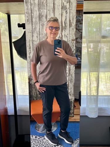 Customer photo review of Delia Ribbed Short Sleeve - Toasted Almond