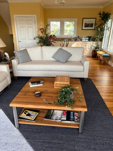 Customer photo review of Square Industrial Modern Coffee Table with Lower Shelf