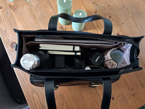 Customer photo review of Olivia's Classic PU Leather Handbag for 13-15.6 Inch Laptop Tote