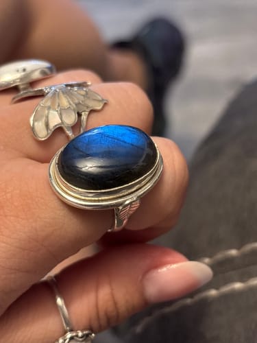 Customer photo review of Labradorite Leaf Ring Sterling Silver