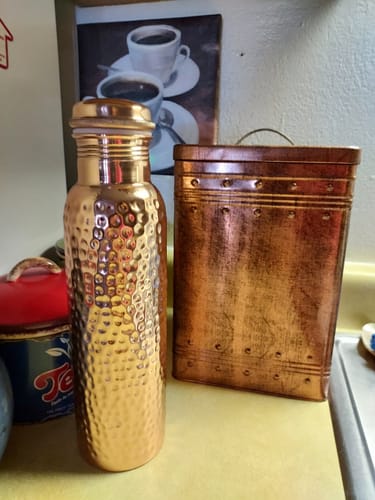 Customer photo review of Hammered Copper Gift Set - 2 Bottles & 2 Mugs